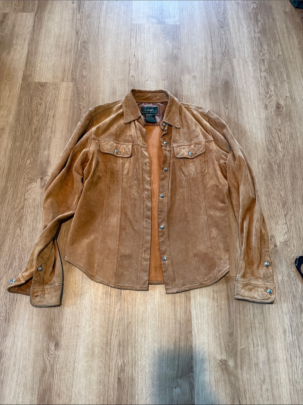 Lauren Ralph Lauren Camel Suede Shirt Jacket - Picture 4 of 6